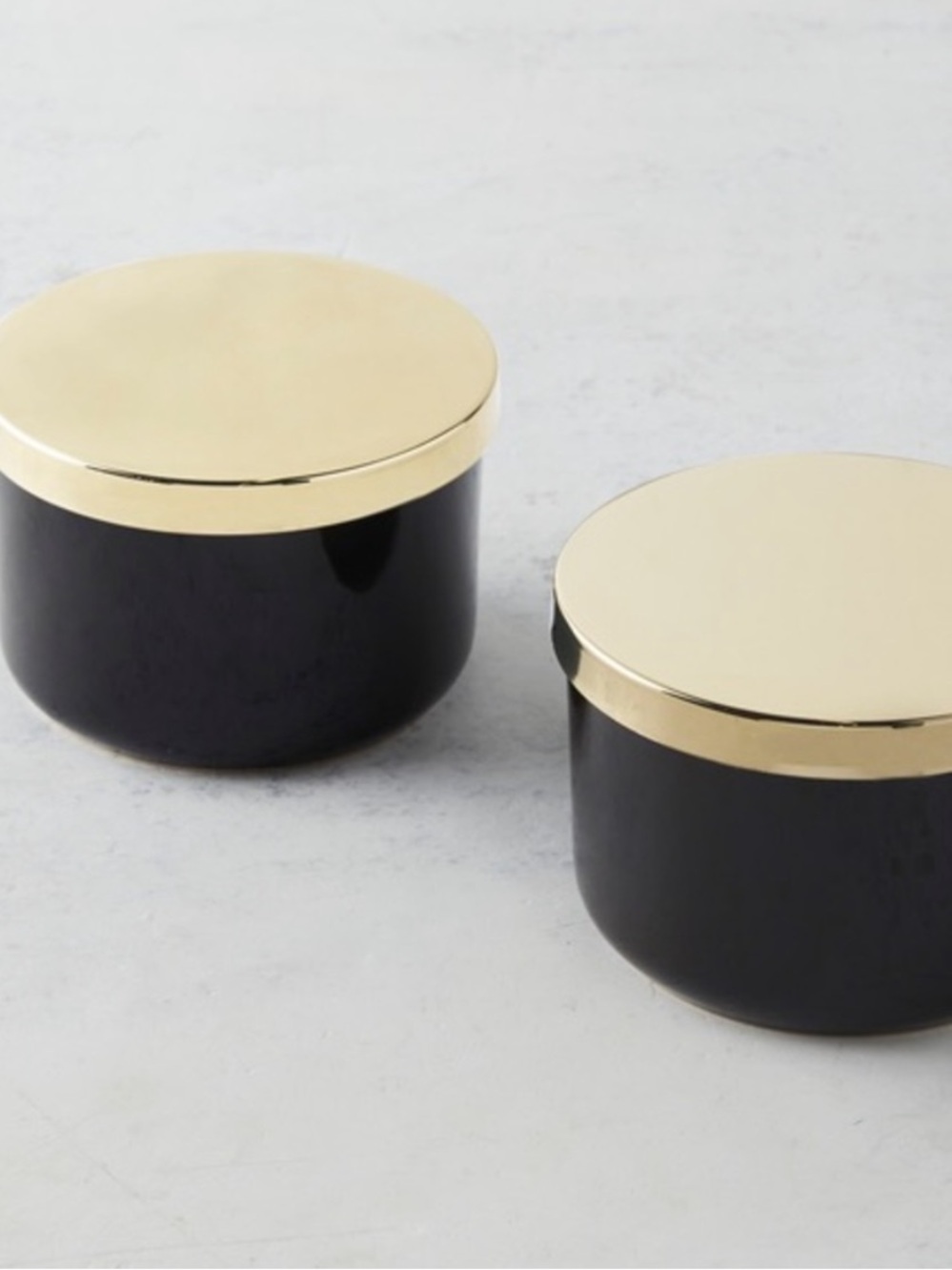 Z Gallerie Black and Gold Decorative Canister Set of 2 Multi Use Storage Duo